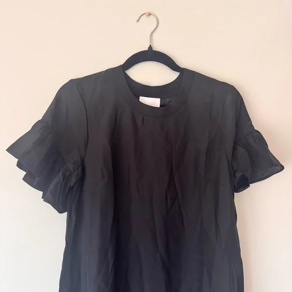 Cinq à Sept Leilah Silk Mini Dress Black Ruffle Flounce Dropped Waist Sz S NWT - Picture 4 of 16